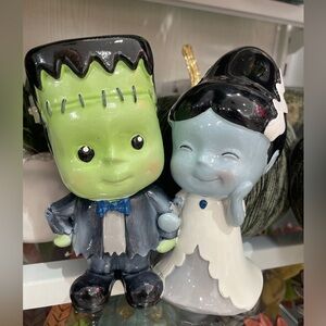 Halloween Frankenstein Monster & His Bride Cute Resin Tabletop Decor NWT